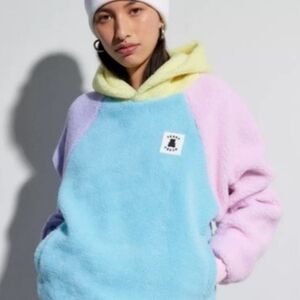 TEDDY FRESH SZ L OVERSIZE THICK SHERPA HOODED COLOR BLOCK PULLOVER